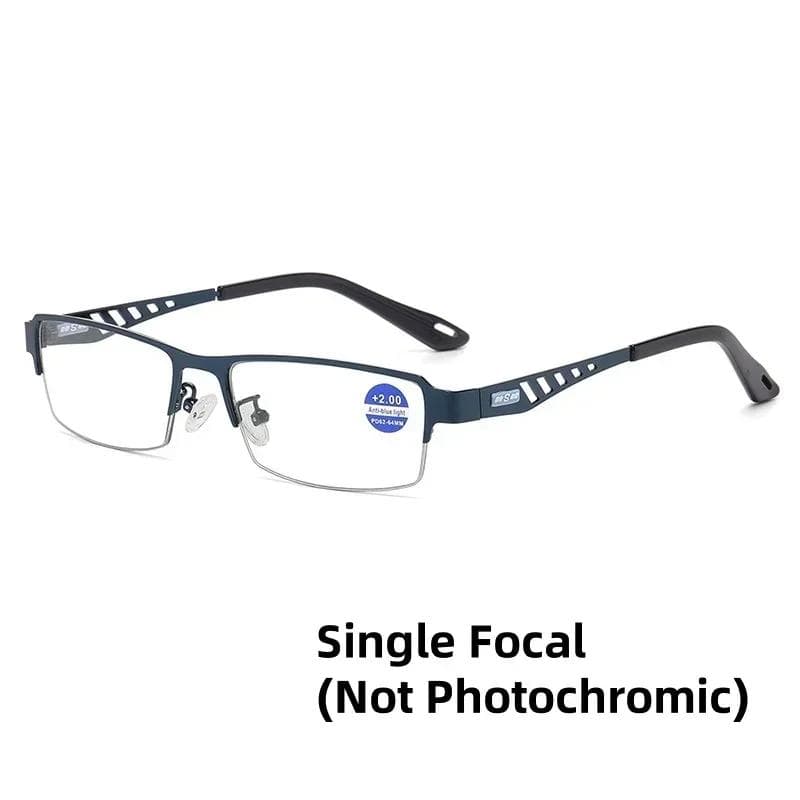 Square Frame Anti Blue Light Multifocal Glasses for Men with Sun Changing Presbyopia Lenses 1.5