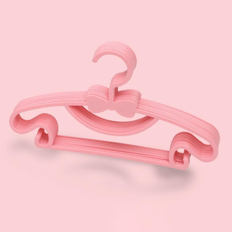 10PCS Kids Storage Hangers Plastic Thicken Bow Knot Coat Drying Hanger for Toddler Baby Pink pink