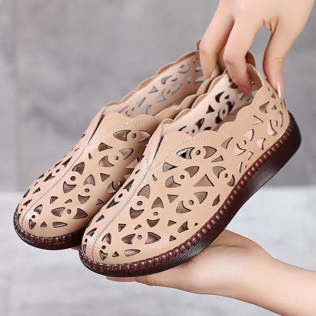 Women Fashion Sweet Soft Comfort Spring Hollow Out Flat Shoes Lady Casual Summer Light Weight Summer Shoes nausk 39 auburn
