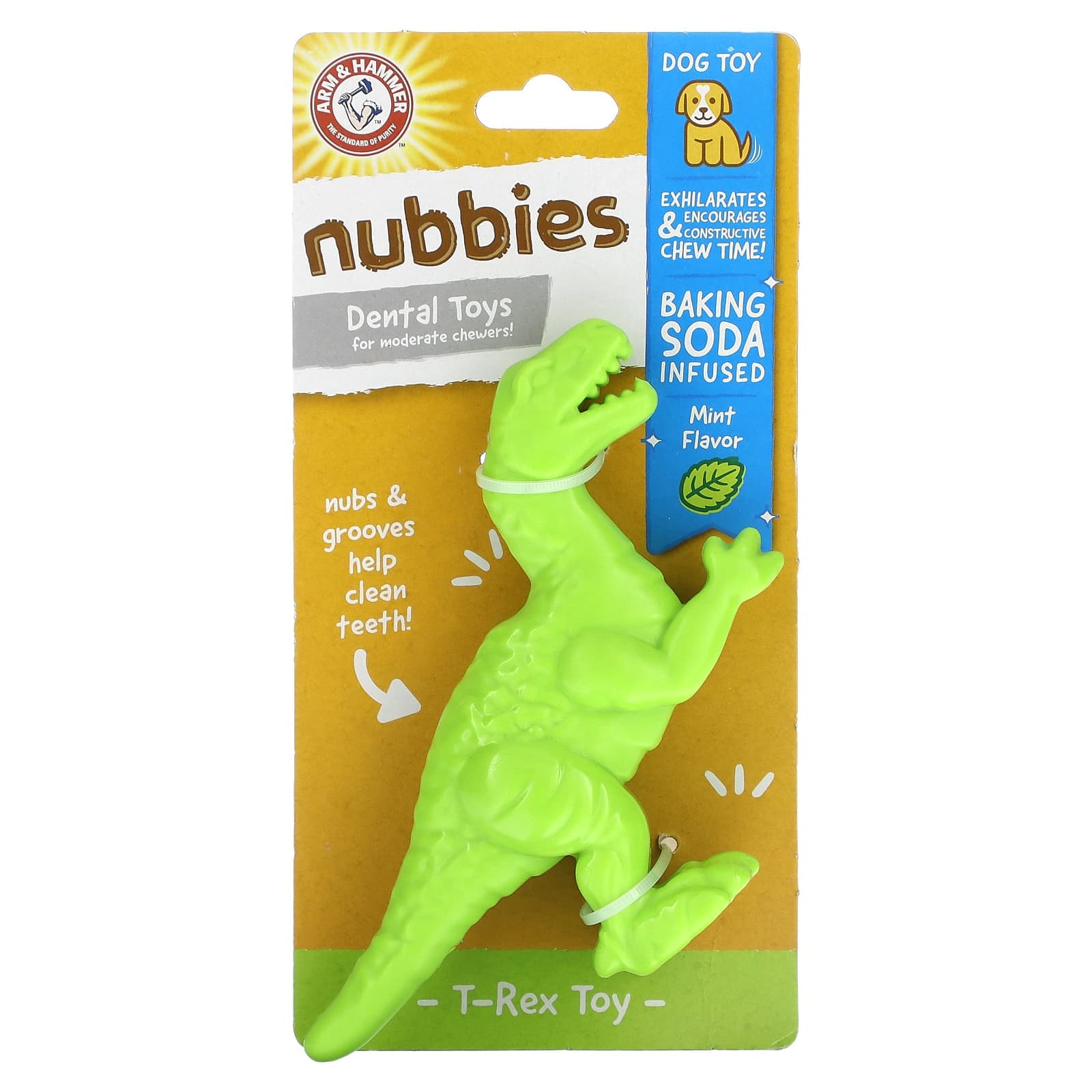 Arm & Hammer, Nuubbies, dental toys for moderate chewing, T-Rex, mints, 1 toy