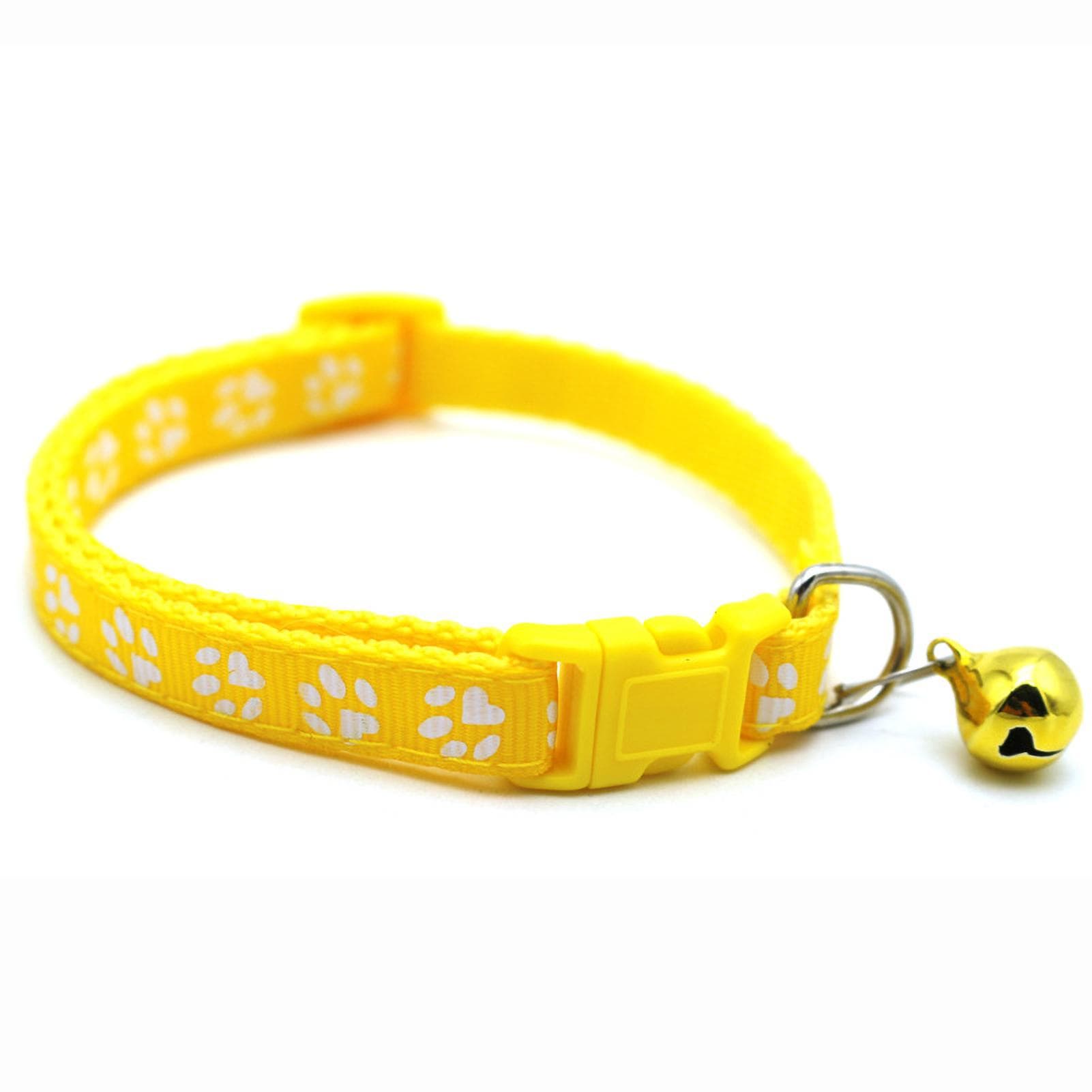 Pet Collar Cute Reflective Adjustable Safety Buckle Comfortable Dog Cat Collar with BellYellow