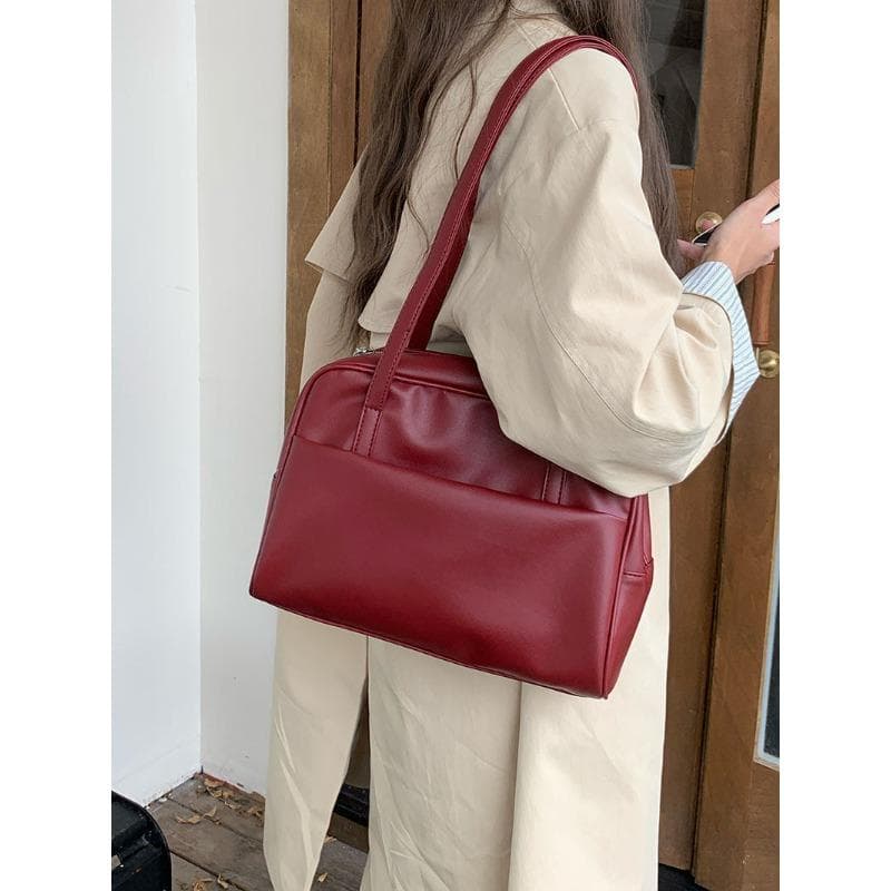 Women's Autumn and Winter Simple Solid Color Small Square Bag Retro Underarm Bag