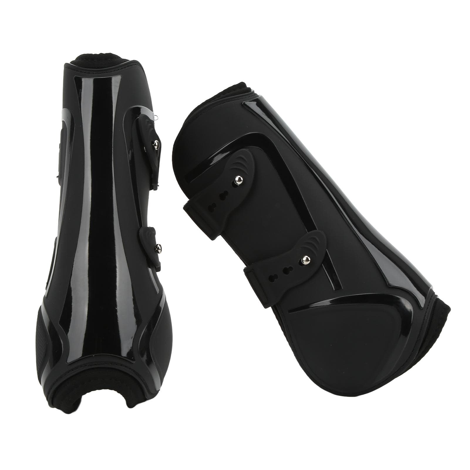 Horse Leg Boots PU Shell Elastic Neoprene Secure Horse Leg Guard for Tendon Blood VesselsBlack Medium