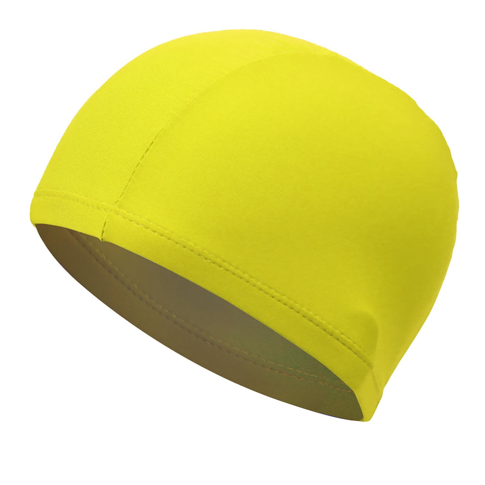 Swimming Cap High Elasticity Thick Durable Bathing Cap Polyester Swimming Hats for Women Men yellow