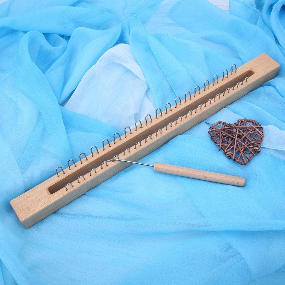 Rectangular Wooden Weaving Loom Hand Wool Knitting Machine with Elbow Crochet Hook