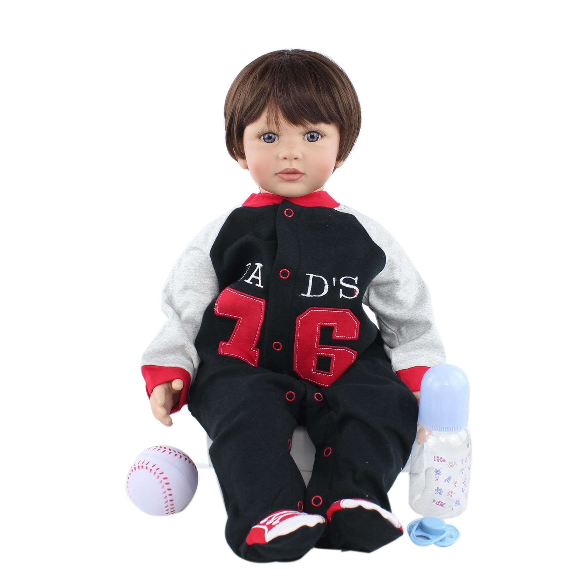 BZDOLL 60cm Reborn Baby Boy Doll for Girl and Boy Growth Partners (Cloth Body, Soft Silicone Limb) Lifelike 24 inch Toddler Alive Bebe Boy-5, Cloth Body
