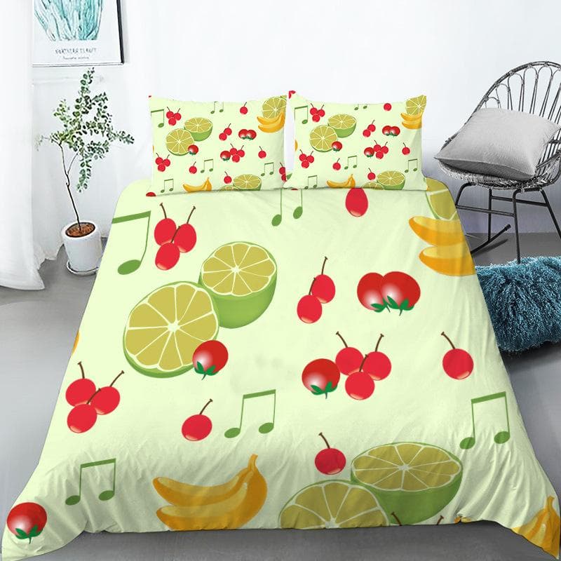 Fruit Bedding Set Full Queen Size For Kids Adults Lemon Watermelon Print Duvet Cover Set Quilt Cover Pillowcases Bedroom Decor AU King(245x210cm)