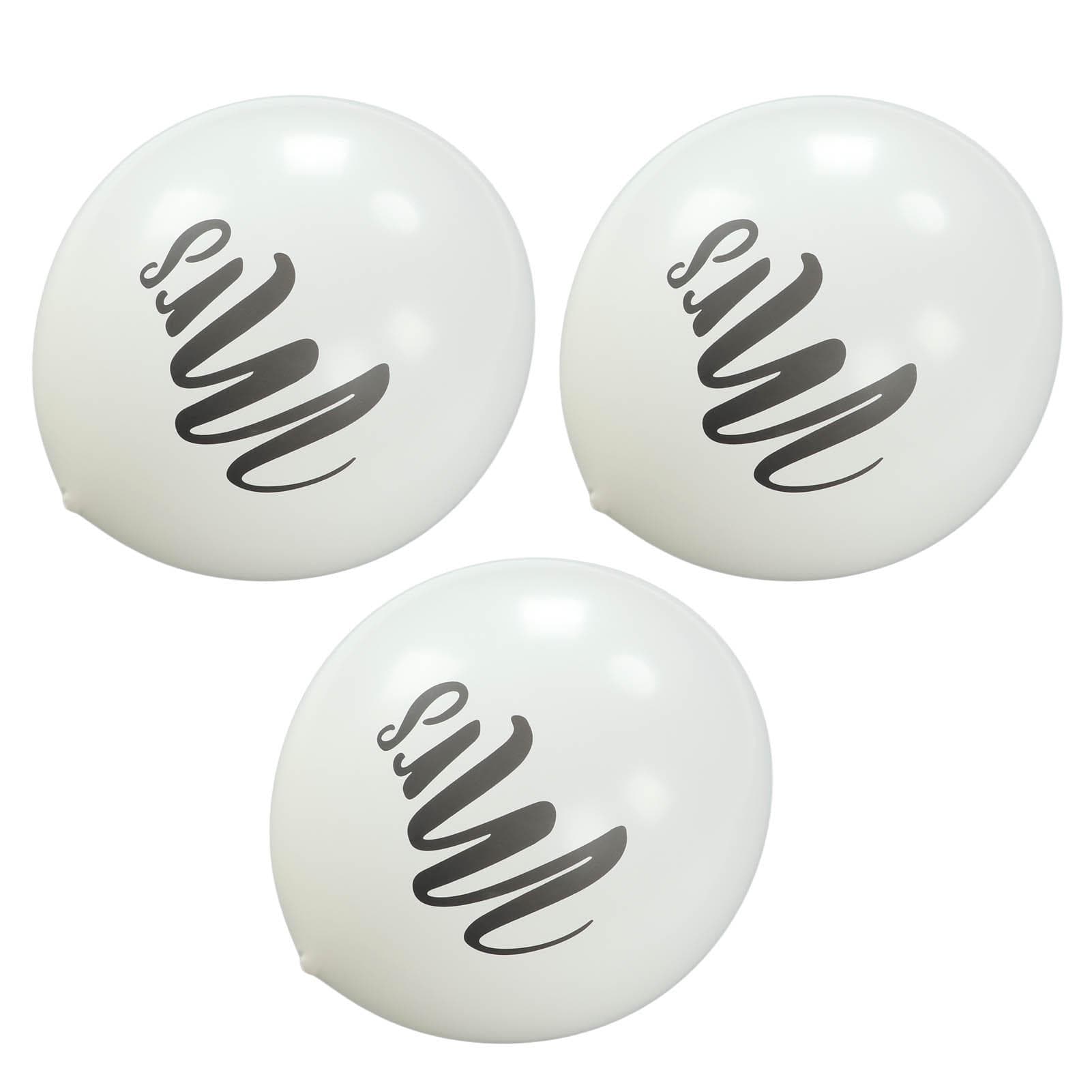 6 Pcs Balloons 36in MR MRS Letters Printed White Giant Strong Latex Balloons Wedding Party