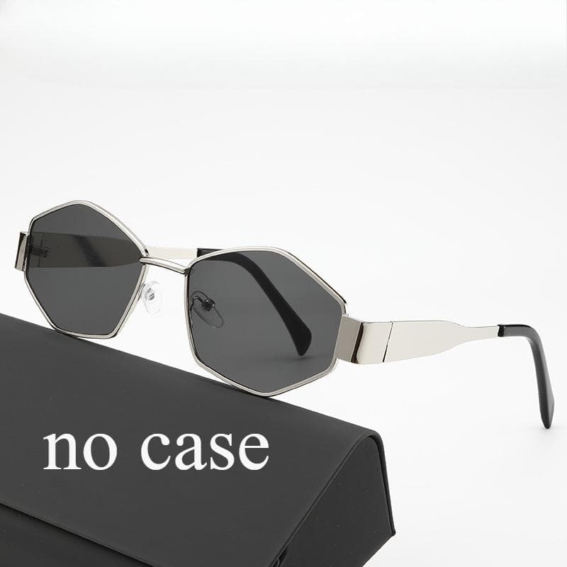 Fashion polygonal metal sunglasses for women high end trendy street photography accessory stylish UV protection