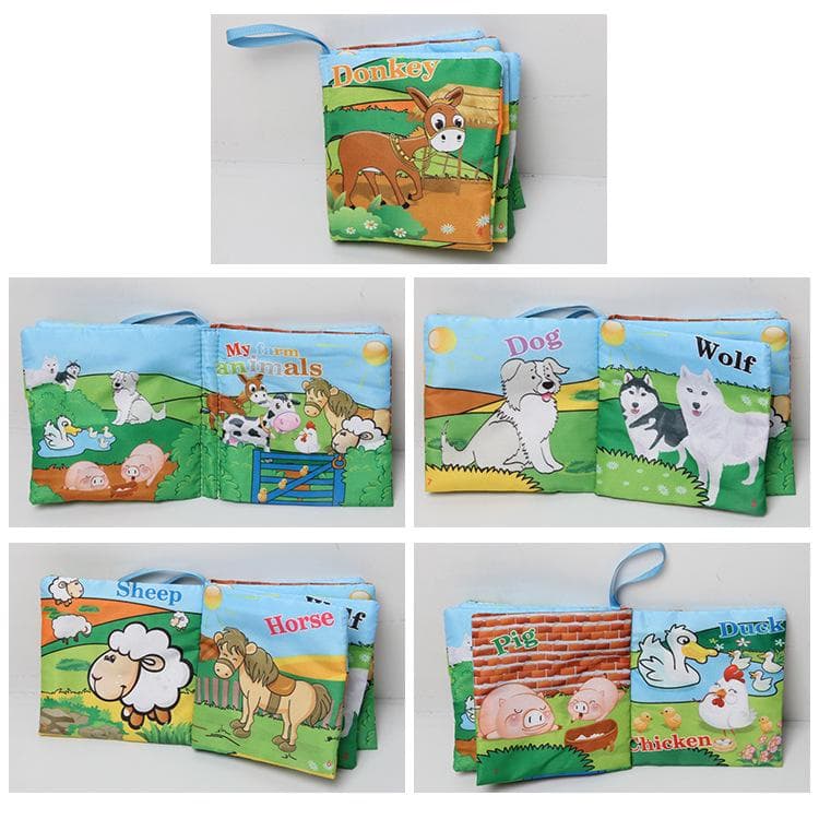 Environmental Protection Baby Cognitive Cloth Book, Educational Early Education Can'T Tear English Forest Marine Animal Palm Book