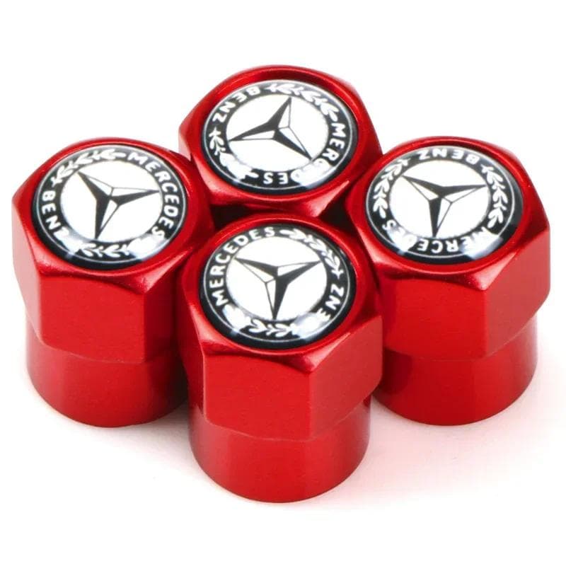New For Mercedes Benz 4Pcs Car Wheel Tire Air Valve Caps Stem Cover with Color Brand Logo for Mercedes benz A B R G Class GLK GL