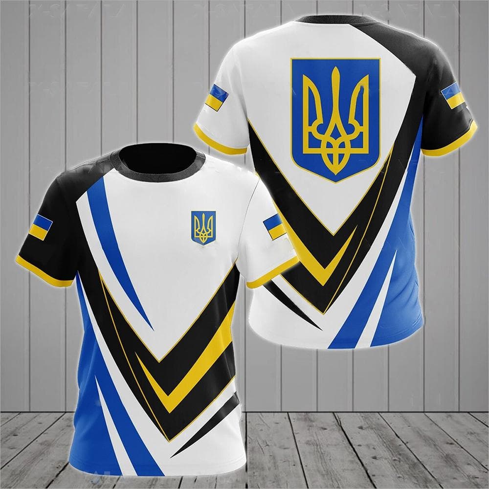 Ukraine Men's T-Shirts Ukrainian Flag Shirt 3D Printed O-Neck Oversized Short Sleeves Jersey Fashion Men's Clothing Streetwear 3XL