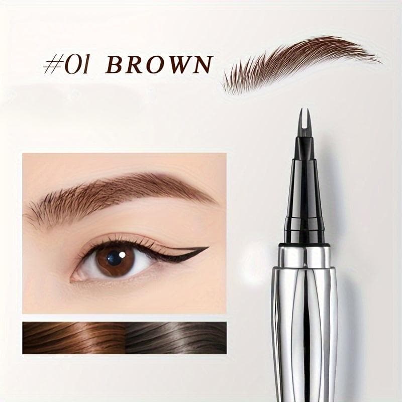 Extra Fine Tip Eyebrow Pencil Waterproof Sweat-Resistant 2 Point Liquid Eyebrow Pencil Natural Look Dual-Prong for Beginners Slim Precision Brow Pen 1# brown