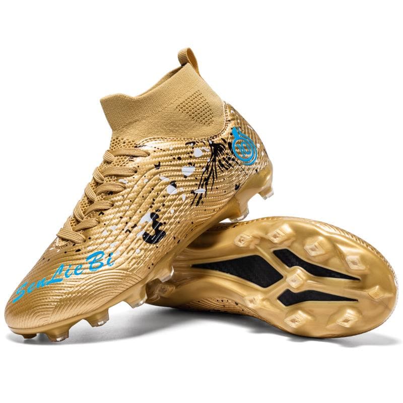 33-46 Unisex Football Boots Are Long Nails High Elastic Socks Professional Artificial Captain Outdoor Sports Children Football Shoes 37 gold