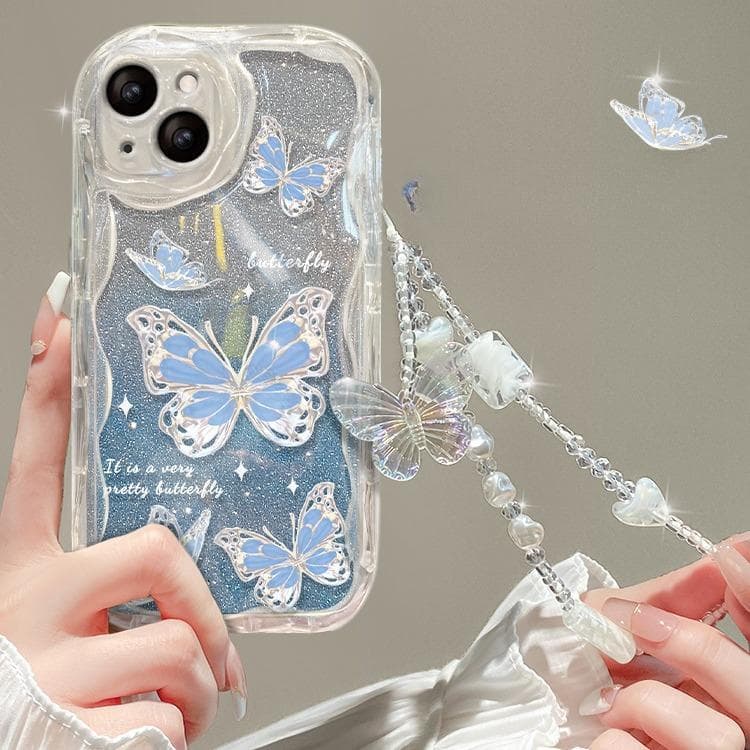 Applicable To Apple 15 Mobile Phone Case Iphone14pro Gradient Butterfly Chain 13 Transparent Silicone Xs Full Wrap Anti-fall iphone 13
