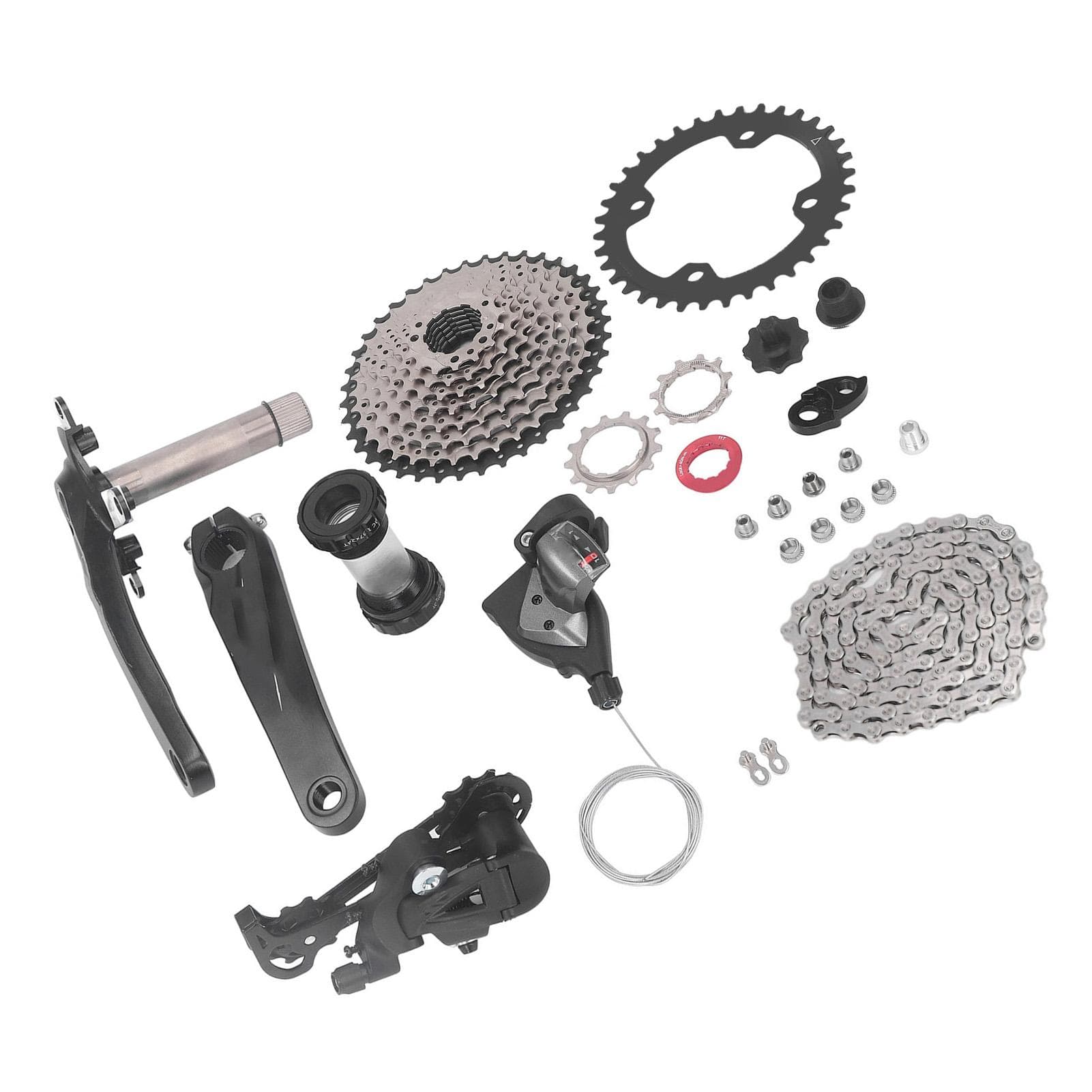 10 Speed Groupset 11 to 40T Flywheel Bottom Bracket Front Rear Derailleur Chain Anti Rust Bike Gear