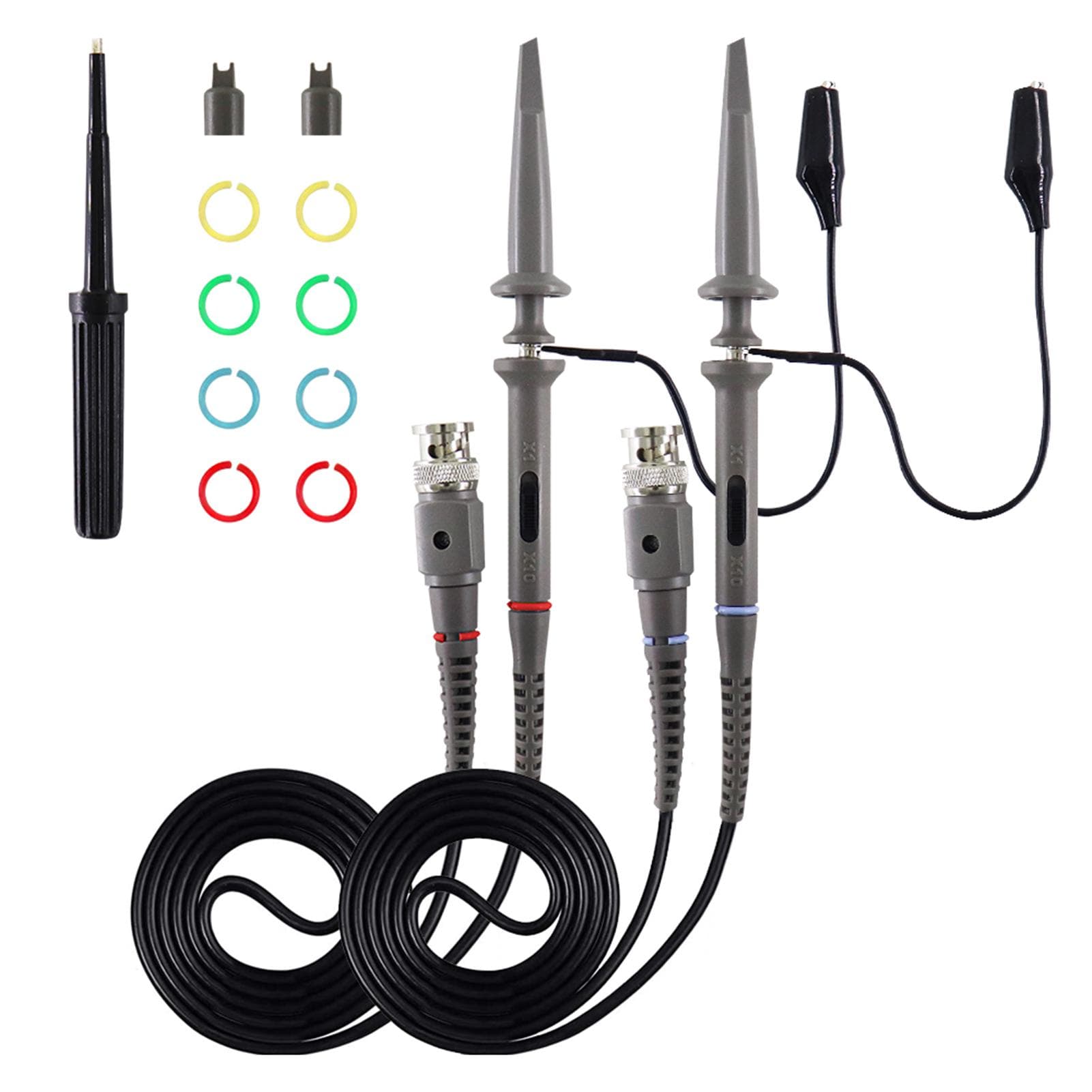 Oscilloscope Probe with Accessories Kit 100MHz Oscilloscope Clip Probes grey