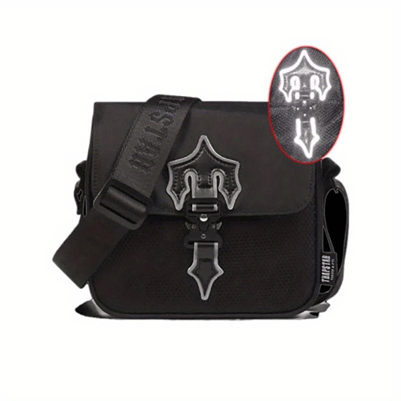 Stylish Trapstar Unisex Shoulder Crossbody Bag With Reflective Black Color Perfect For Casual Travel Characters)