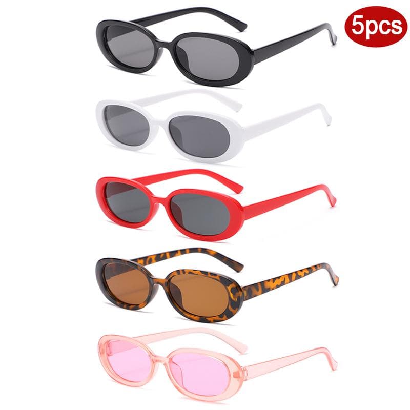 5pcs Fashion Women Oval Sunglasses Colorful Frame UV400 Protective Glasses Female Casual Sun Glasses Personalized Design