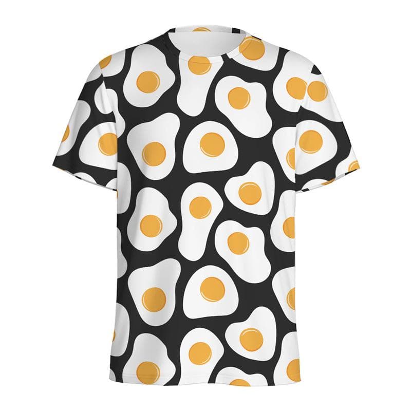 Multi Color Eggs 3D Printed T Shirt For Men Womens Kids Cartoon Fried Egg Graphic Tees Tops Short Sleeves Round Neck T-shirt M