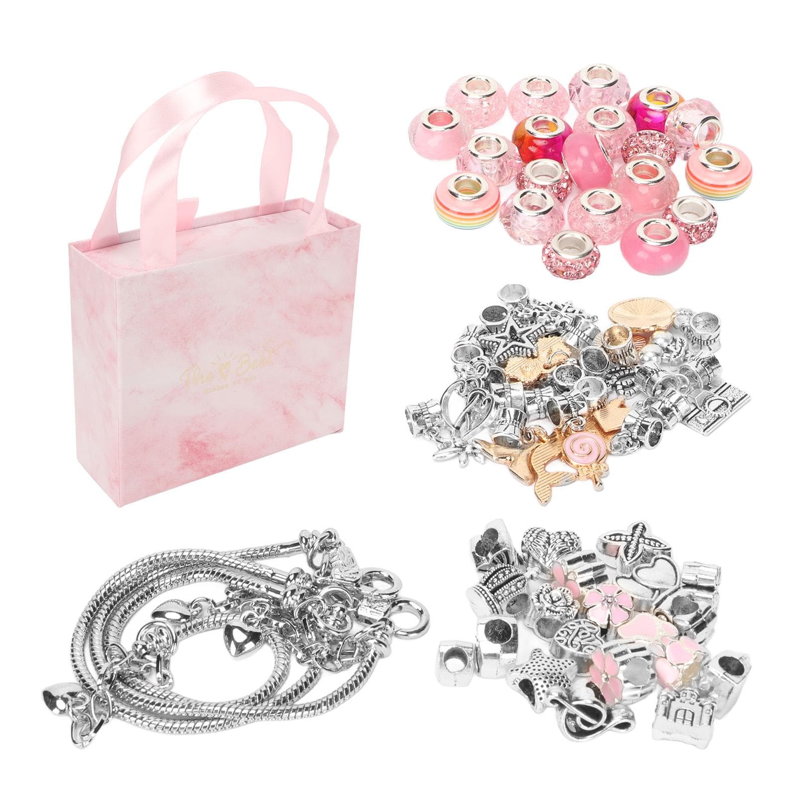 Bracelet Making Kit Exquisite Basic Bracelet Pendant Large Beads Colored Beads DIY Jewelry Making pink