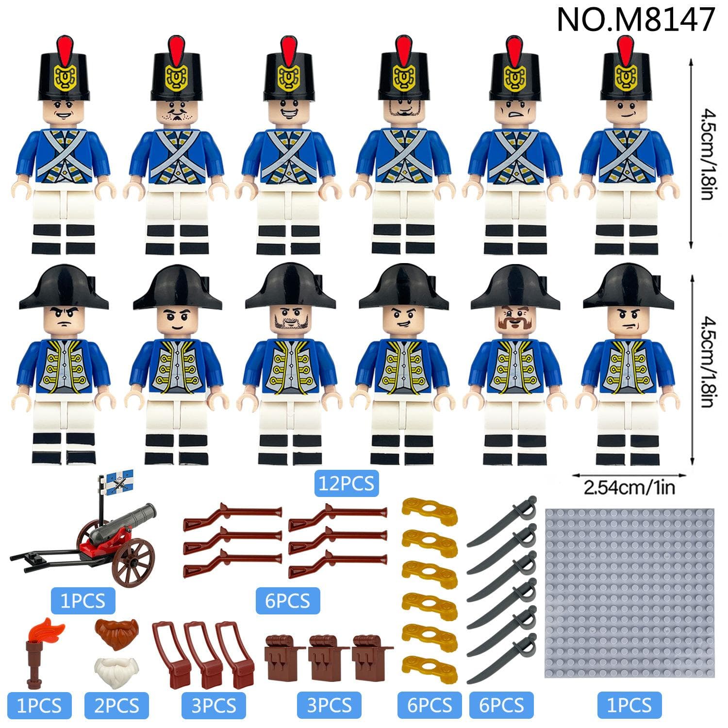12pcs M8147 Napoleonic Wars European Royal Navy Human Building Block Toy