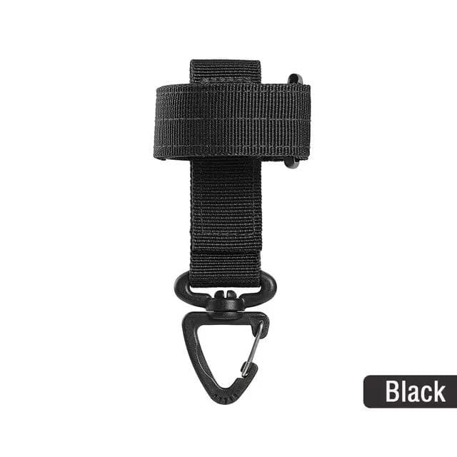 Multi-purpose Nylon Gloves Hook Outdoor Camping Tactical Climbing Rope Holder Anti-lost Hanging Buck Strap Safety Clip Belt black