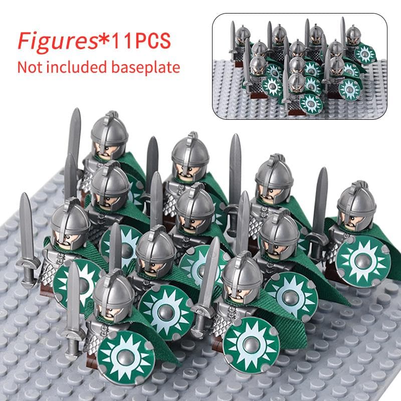11pcs Medieval Elf Rohan soldiers Guard Army lotr Action Figures Mini Bricks Doll Assemble Building Blocks MOC DIY Toys for kid gifts