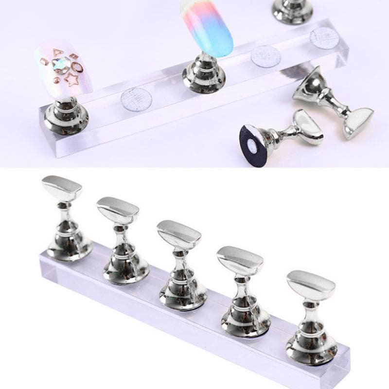 Nail Practice Stand Base Display Holder Nail Art Showing Shelf Manicure Tool silver