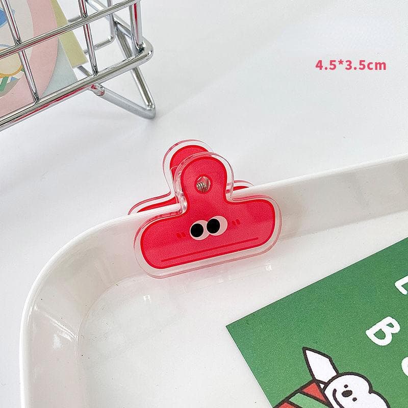 1Pcs Cute Big Eyes Pattern Plastic Binder Clip Planner Clips Paper Clamp Office Decorative Supplies School Stationery red