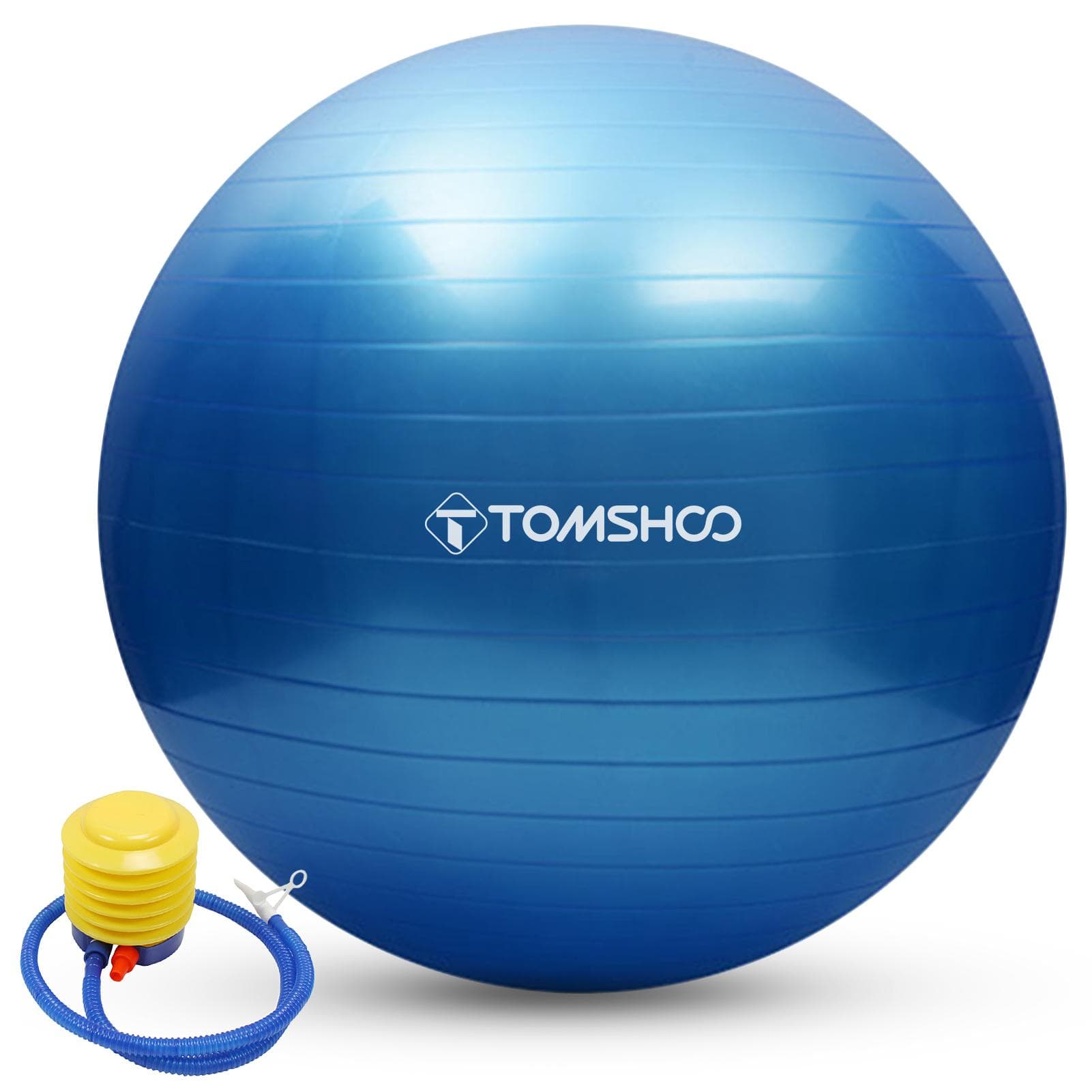TOMSHOO Anti-burst Yoga Ball 45cm/55cm/65cm/75cm Stability Balance Ball Pilates Barre Physical 45cm blue