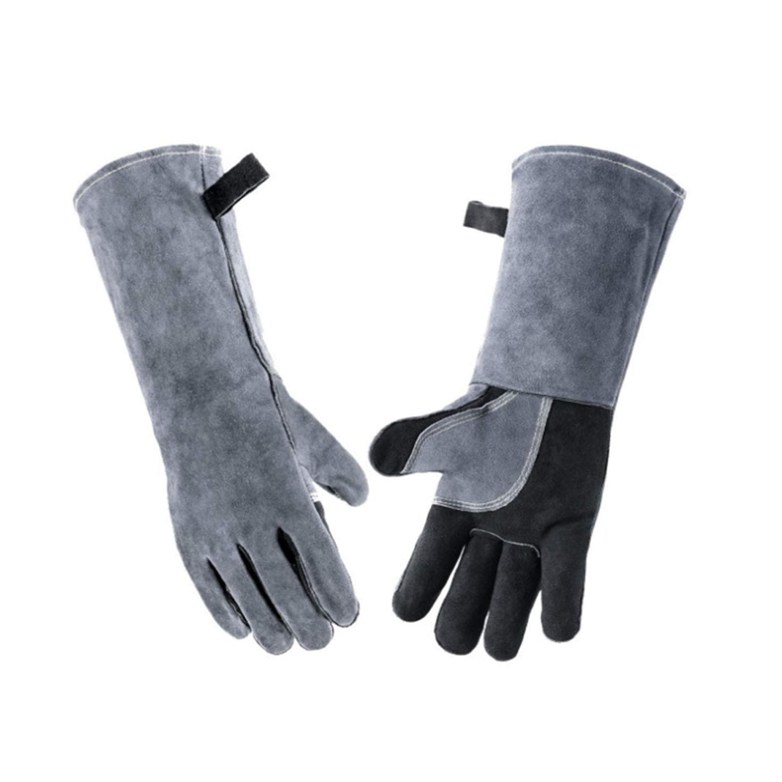 1 Pair Forge Welding Gloves High Temperature Resistant Cowhide BBQ Gloves Cooking Gloves for 14 Inch