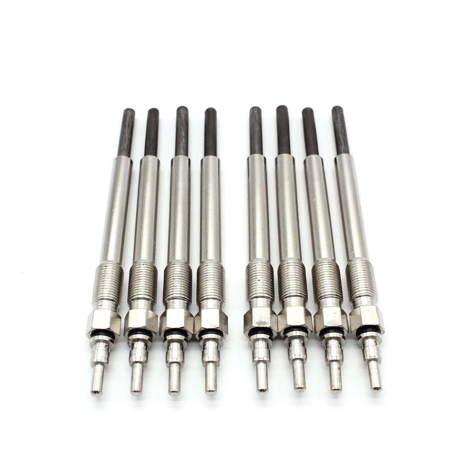 Glow Plug Set of 8 Dual Coil Replacement for Ford 7.3L Super Duty Powerstroke Turbo Diesel 1994-2003 silver