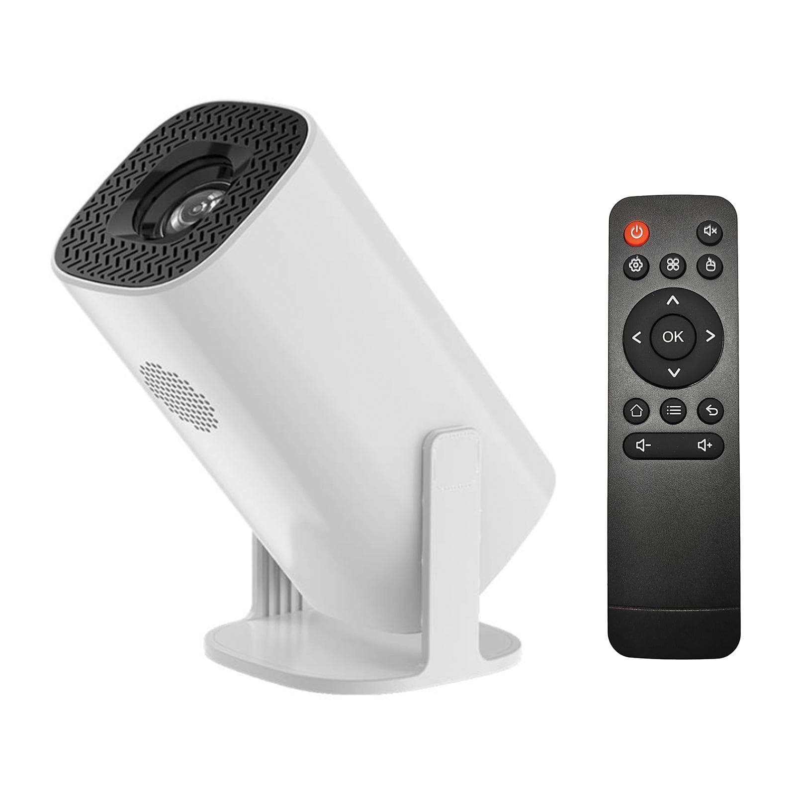 Projector with 4K Decoding 1080P WiFi6 BT5.4 Android 11 System with 100in Display Same Screen US Plug white