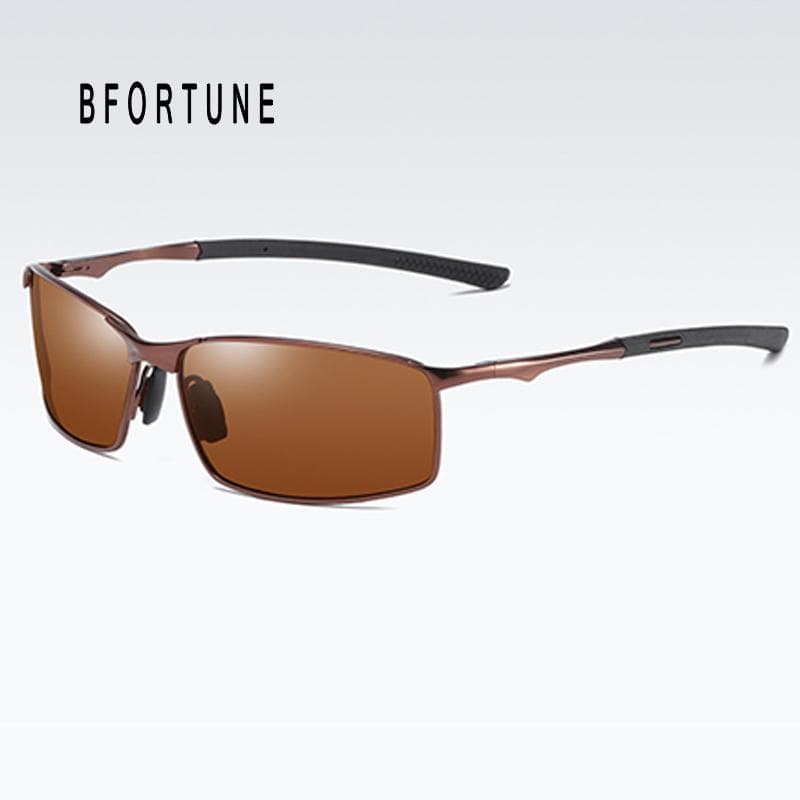 BFORTUNE Square Sunglasses Men Brand Designer Alloy Sun Glasses Driving Eyewear Photochromic Lens brown