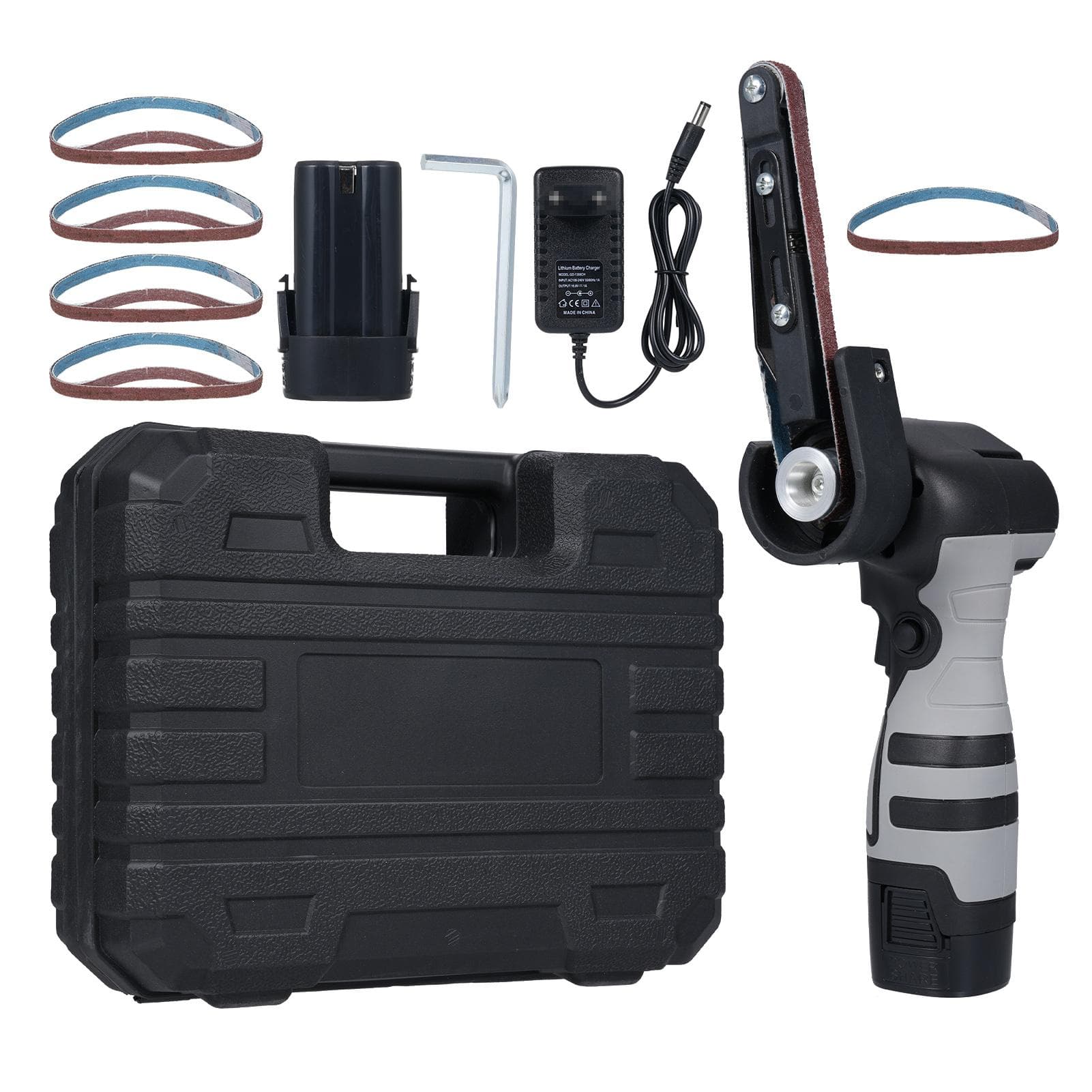 Electric Mini Belt Sander Angle Grinder Tool Sand Belt Machine Pipe Belt Sander Polisher Belt US plug black