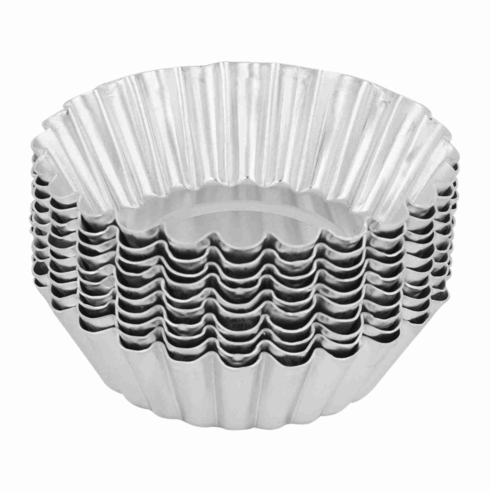 10Pcs Aluminum Alloy Egg Tart Mold Baking Tools 70mm Bakeware Mould Kitchen Pastry Tools L