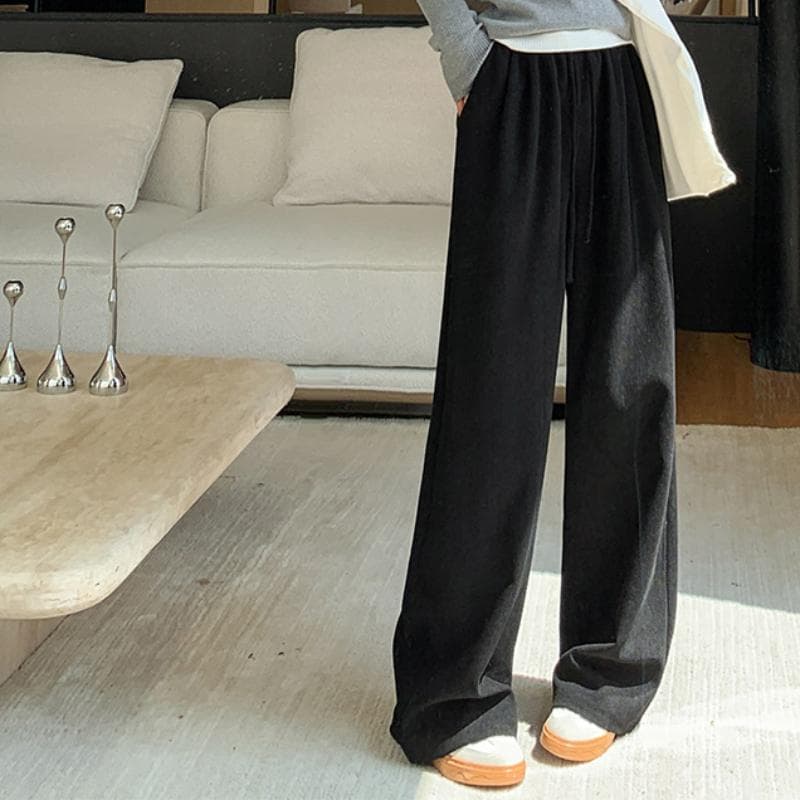 Chenille Wide-leg Pants for Women In Autumn Plush Pants Lazy Loose Slim Casual Pants High-waisted Women's Floor Trousers L