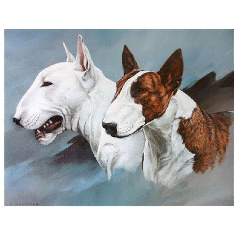 Bull Terrier Diamond Painting Full Drill Round Diamond Embroidery Animals Dog Cute Pets Diamond 20X30CM