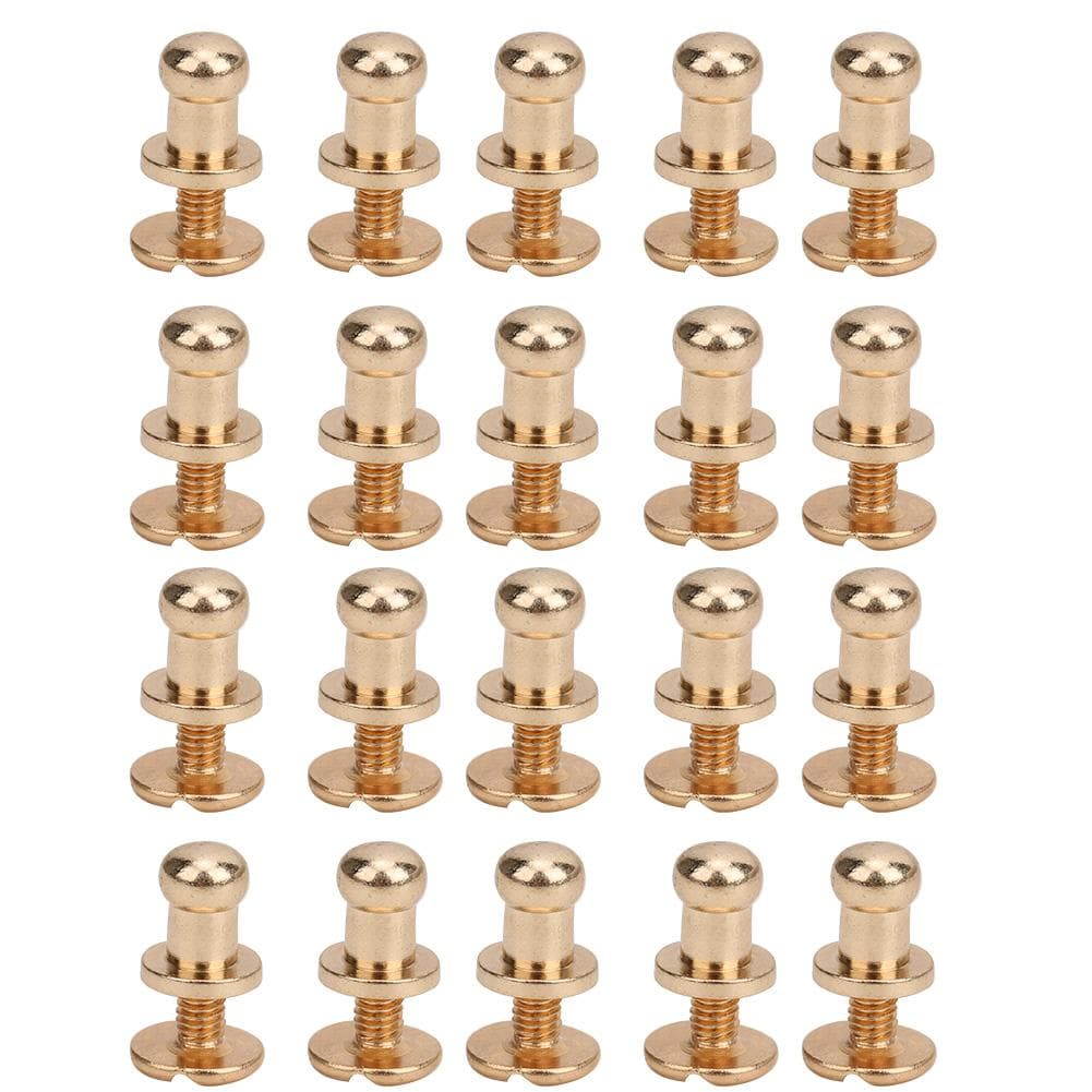 20 Sets Screw Nail Rivet Copper Round Head Stud Spot Screwback for Bracelet Bag Clothes Shoes Belt
