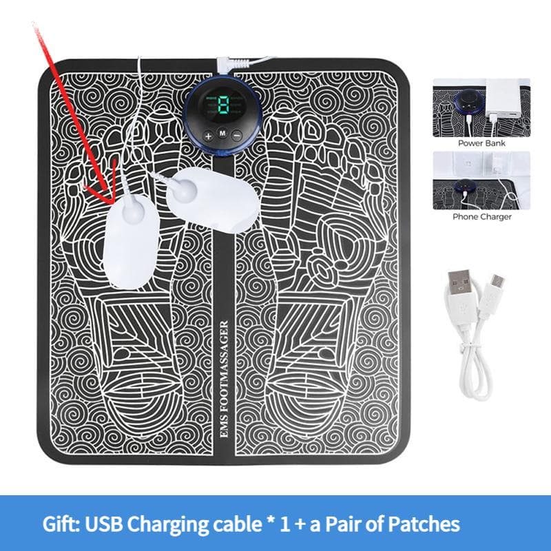 Foot Massage Mat USB Charge LED Digital Display 19 Modes 8 Gears EMS Electric Foot Acupoint Massager Muscle Relieve Cushion With Electrode Pads