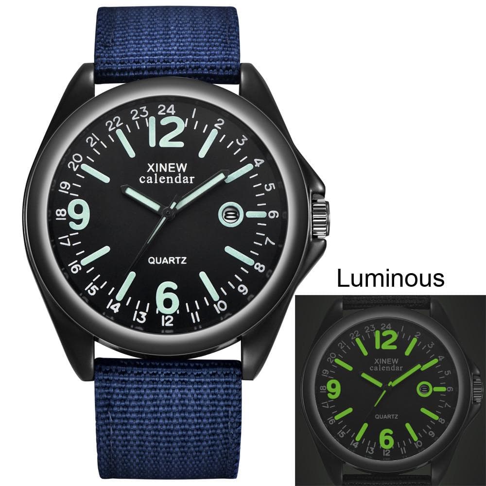 Military Mens Quartz Watch Black Dial Date Luxury Sport Wrist Watch blue