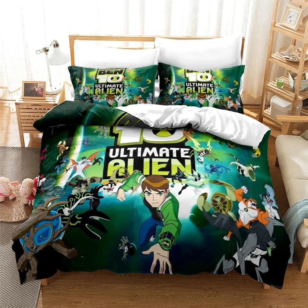 3D Cartoon Ben10 Duvet Cover with Pillow Cover Bedding Set Single Double Twin Full Queen King Size Bed Set for Home Textiles 70x133cm 2pcs