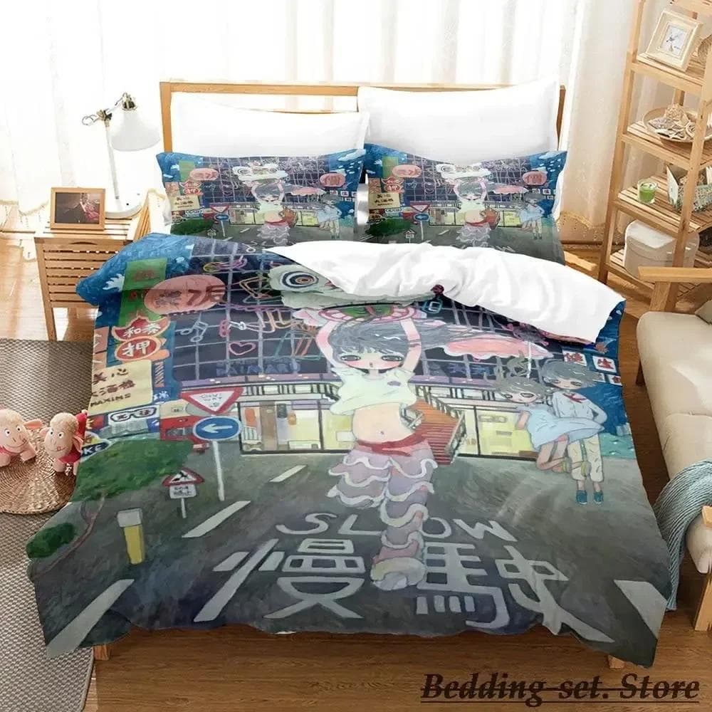 Aya Takano Anime Bedding Set Single Twin Full Queen King Size Bed Set Adult Kid Bedroom Duvetcover Sets Anime parure de lit Bed 70x133cm 2pcs