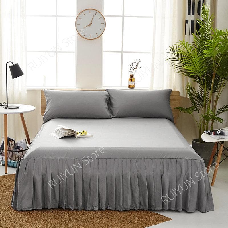 Solid Color Bed Skirt Home Hotel Bed Cover Bedspread Mattress Protector Bed Skirt Bedsheet Couvre Lit Bedding Skirts Bed Cover Twin 99x190x38cm