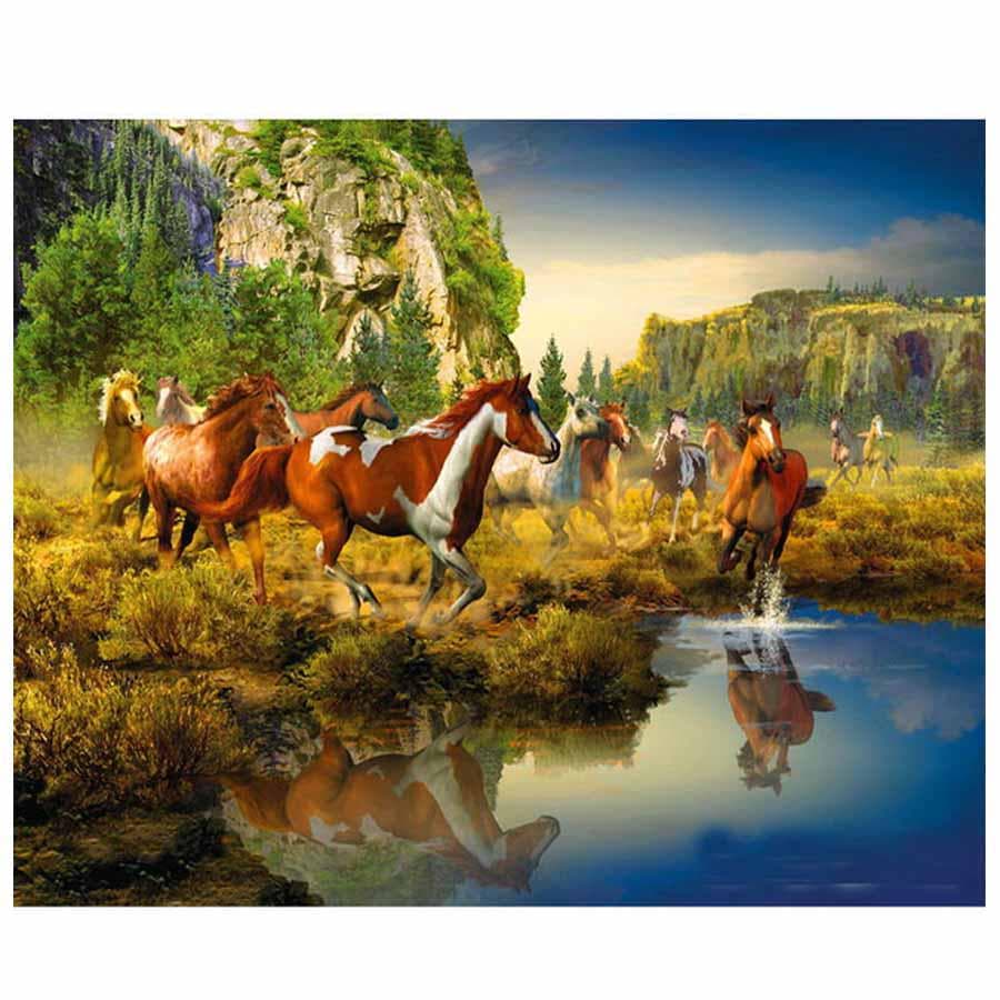 Full Round Diamond Painting Scenic Horse Diamond Embroidery Diamond Painting Animals Cross-stitch 20X30CM