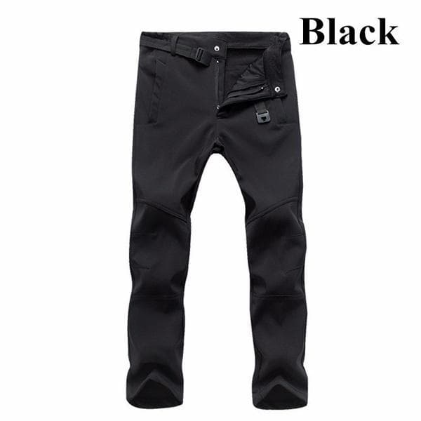 Cozyoutfit Men's Trekking Autumn/Winter Winter Fleece Climbing Long Pants Warm Trousers Plus Size S-4XL L black