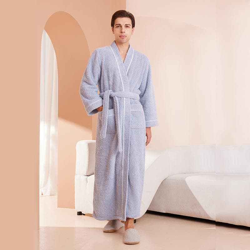 Couple Sexy Flannel Bathrobe Gown Robes Women Loose Sleepwear Autumn Winter Sleepwear Loose Nightgown Couple Nightwear M