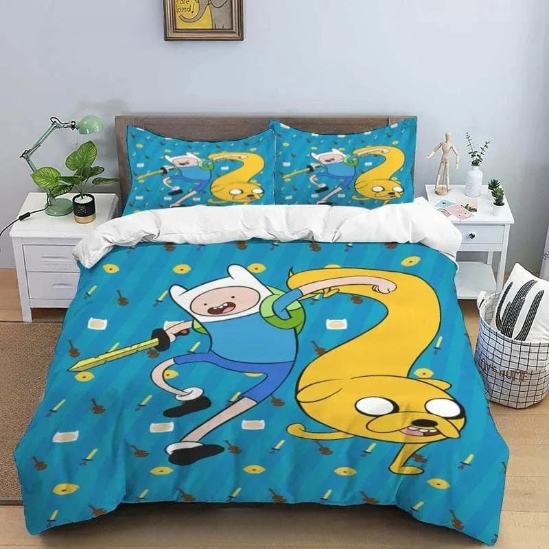 Cartoon Adventure Time Finn And Jake Duvet Cover Comforter Bed Single Twin Full Queen Size 3d Youth Girl Boys Gift 175X220cm-3pcs