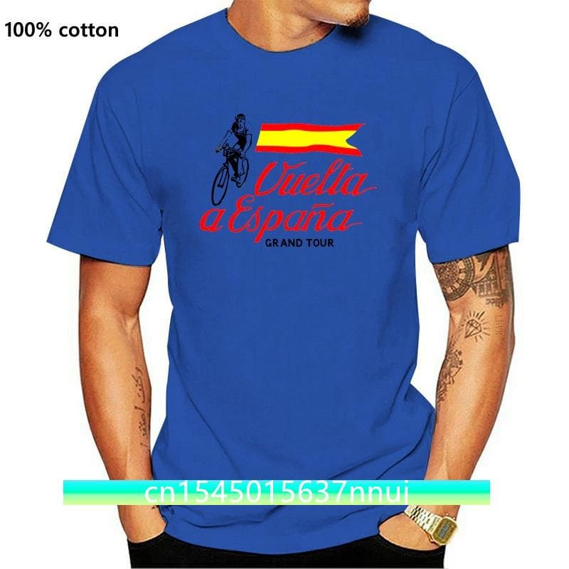 New Vuelta A Espana T Shirt Printed Mens Vintage Spanish Cycling T-Shirt Bicycle Grand Tour Spain Race Bike Cycling Tee Shirt L